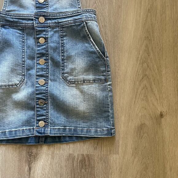 Celebrity Pink Overall Denim Dress Girls M Blue Light Wash Adjustable Button Up - Picture 4 of 14
